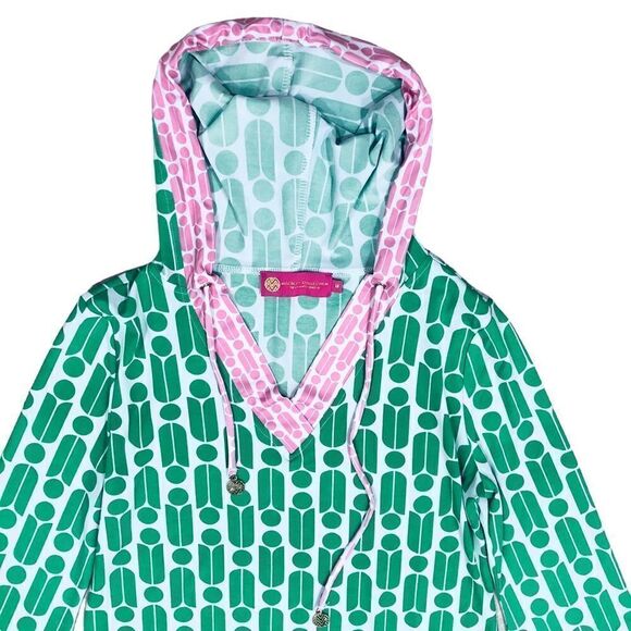 Macbeth Collection Geometric Print Bell Long Sleeve Cover Up Swimsuits Sz M NWOT - Picture 7 of 13